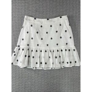 A Loves A Skirt Womens White Linen Blend Embroidered Mini A Line 6